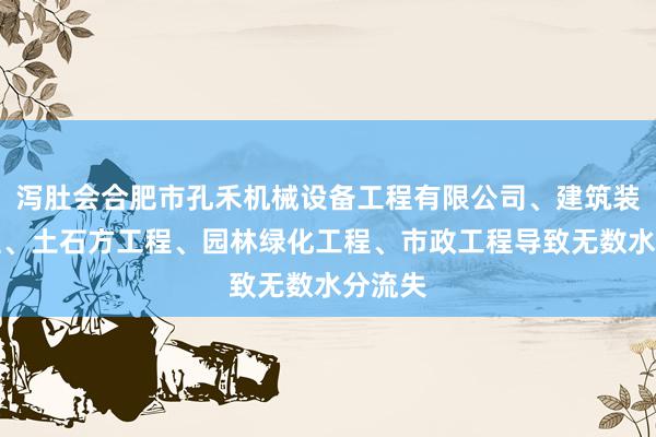 泻肚会合肥市孔禾机械设备工程有限公司、建筑装饰工程、土石方工程、园林绿化工程、市政工程导致无数水分流失