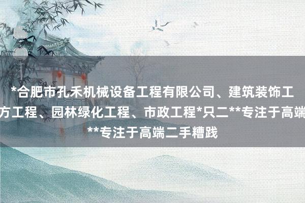 *合肥市孔禾机械设备工程有限公司、建筑装饰工程、土石方工程、园林绿化工程、市政工程*只二**专注于高端二手糟践